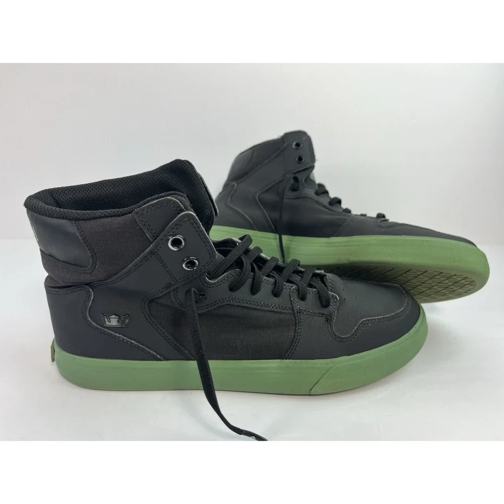 SUPRA Vaider high-top Skate Shoes Black Green Canvas Men's Size 9